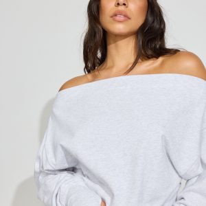 SoftTerry Rib Off Shoulder Sweater