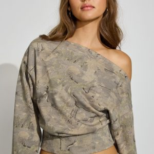 SoftTerry Rib Off Shoulder Sweater