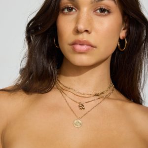 Set of 5 Hammered Charms and Chains Necklaces